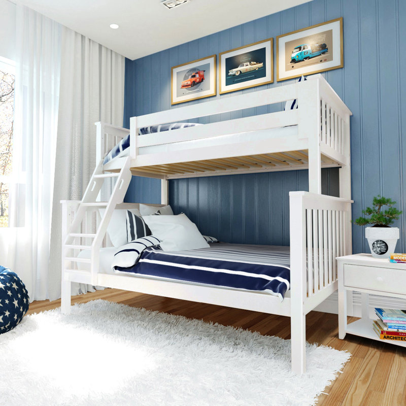  Benjahmin Kids Solid Wood Bunk Bed, White, Twin Over Full