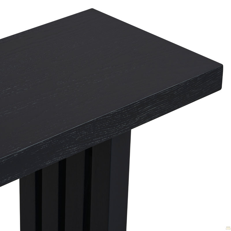 Oak Veneer Console Table With Distinctive Side Shapes, Black