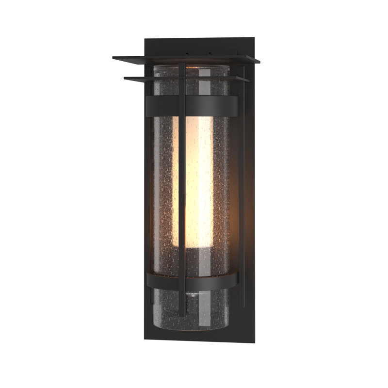 Torch Seeded Glass Outdoor Flush Mount, Coastal Black, 20.3" H x 9.4" W x 8" D