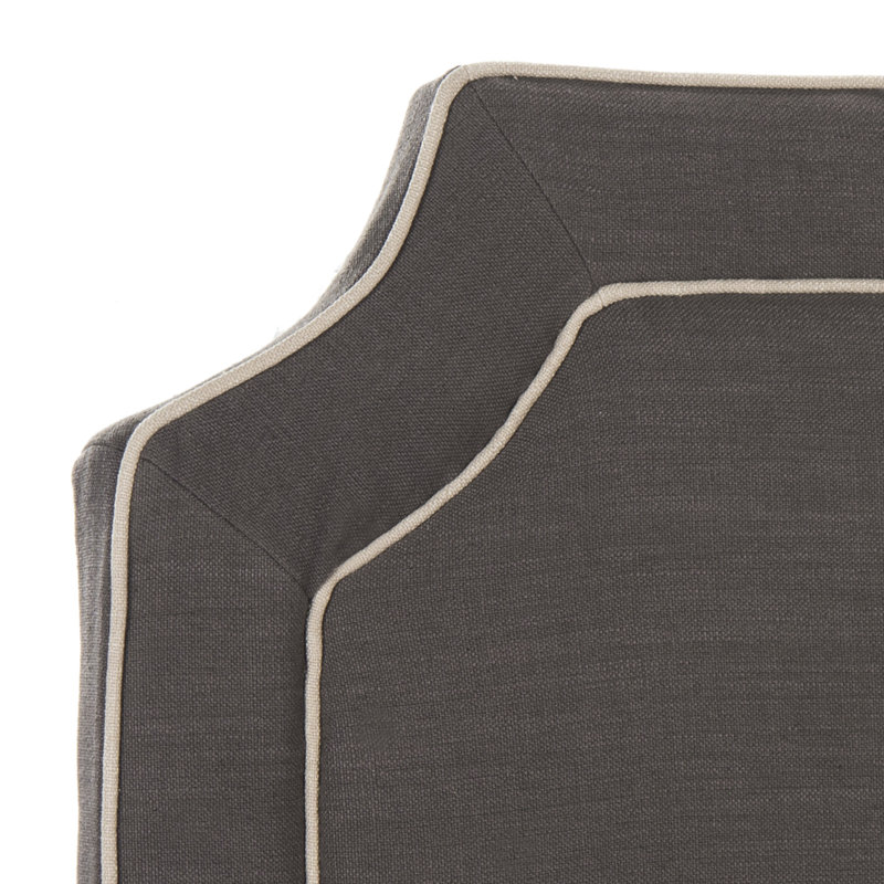 Cloverdale Upholstered Panel Headboard, King, Charcoal/True Taupe Piping