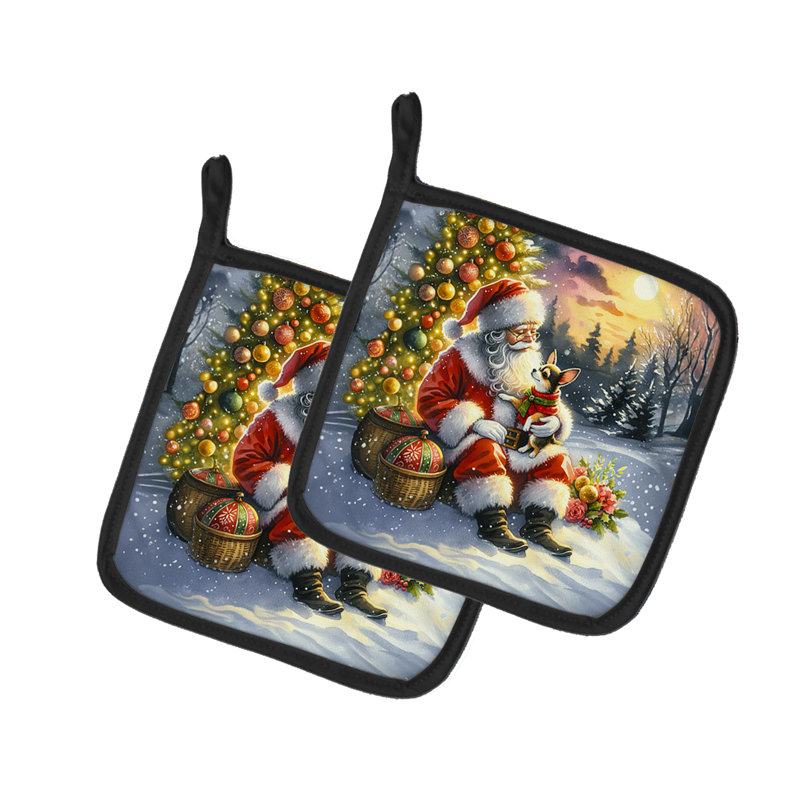 Paire de poignées Chihuahua et Père Noël