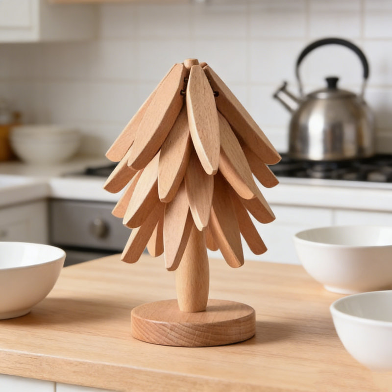 Ensemble de sous-verres en bois de noyer, Bois naturel
