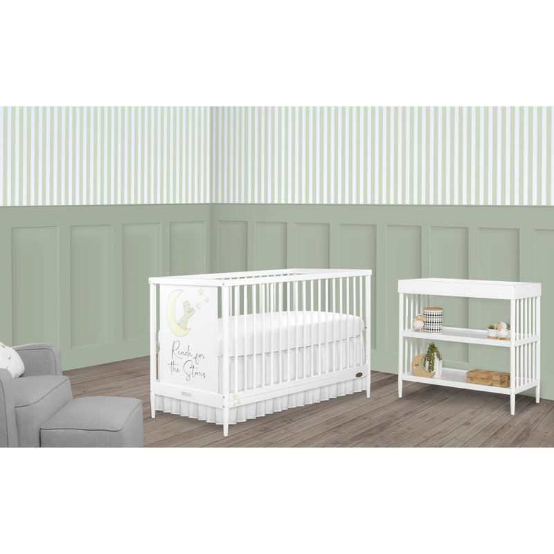 White Pine Moon Bear Convertible Crib with Changing Table