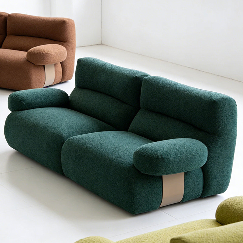 Canapé en tissu luxueux de style français., L 103 po, Atrovirens Teddy, Atrovirens