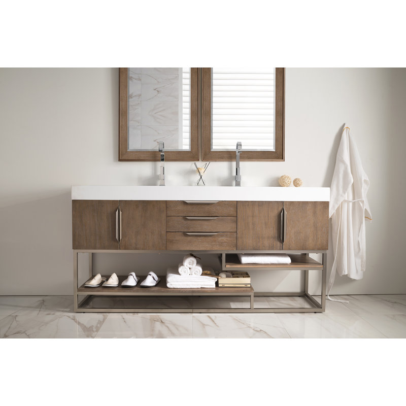 Columbia 72'' W Single Vanity, Glossy White, Dusk Gray, Brushed Nickel