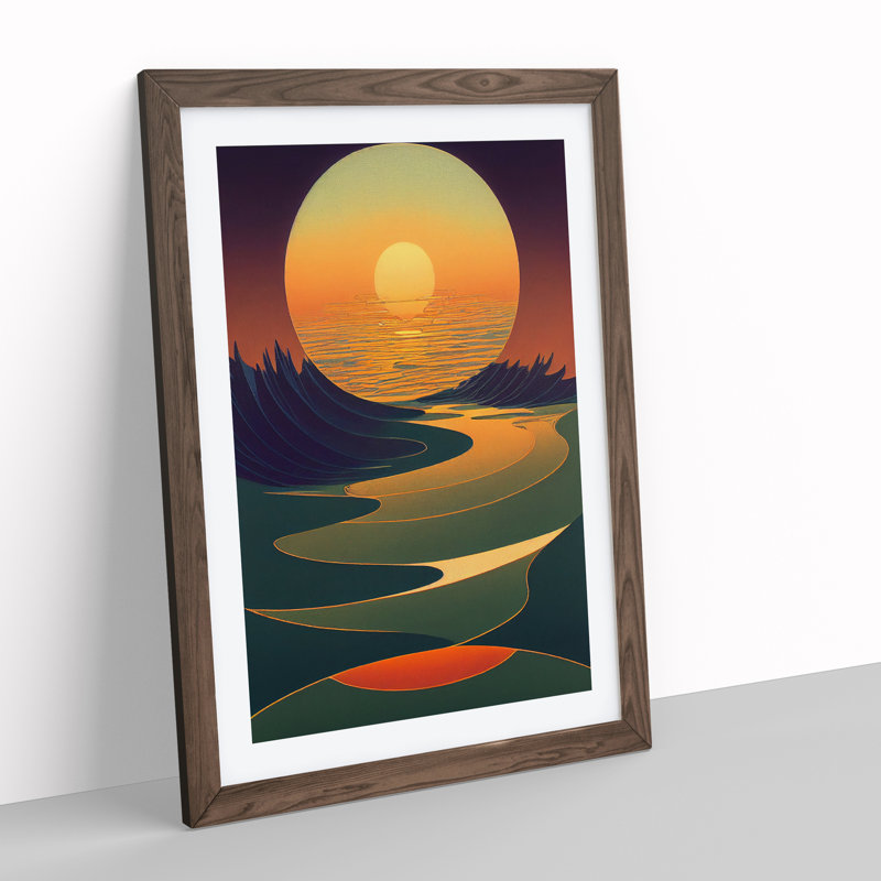 Stunning Abstract Sunset - Framed Print, 64cm H x 46cm W x 2cm D, Walnut 