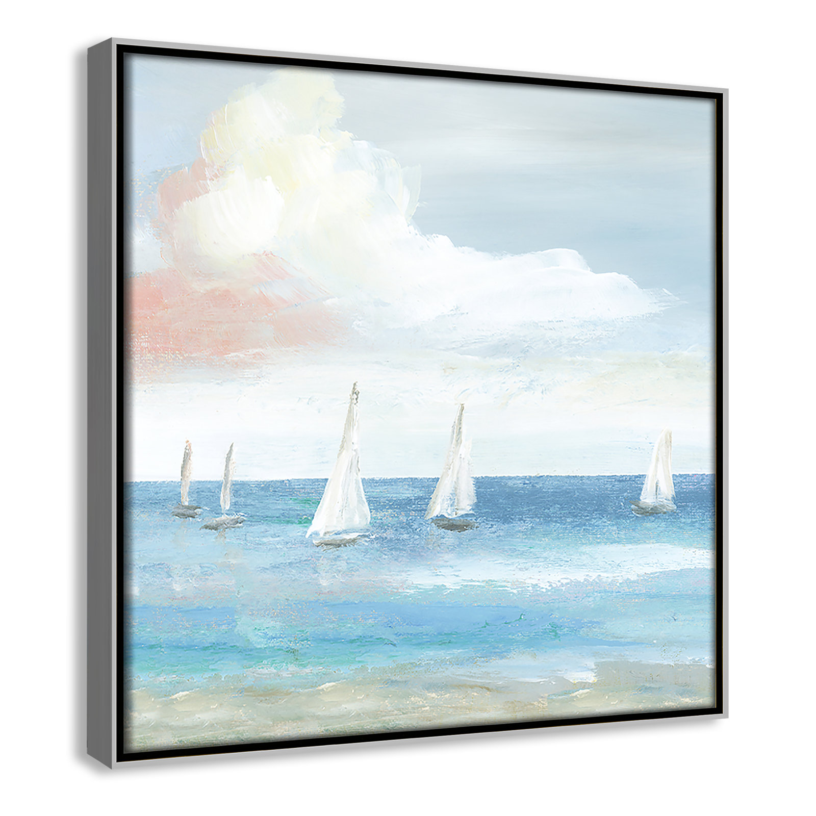 Ibis "Beach Sail Bliss" Print by Nan, 13.5" H x 13.5" W x 2" D, Silver