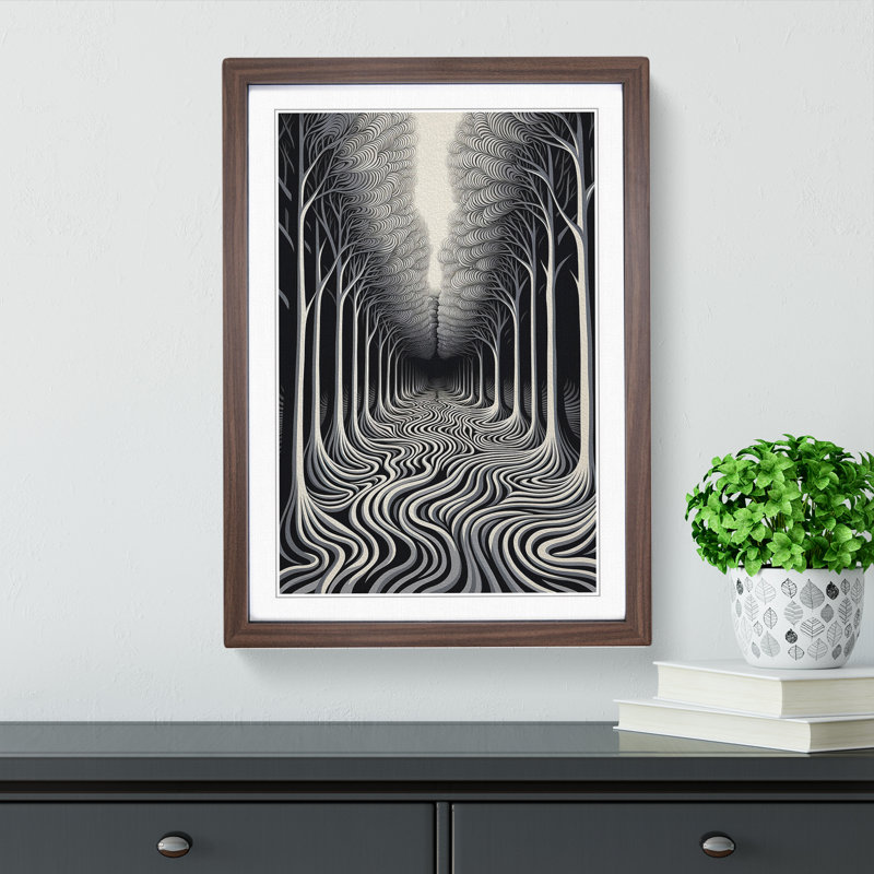 Single Picture Frame Print on Wood, Walnut Framed, 64cm H x 46cm W