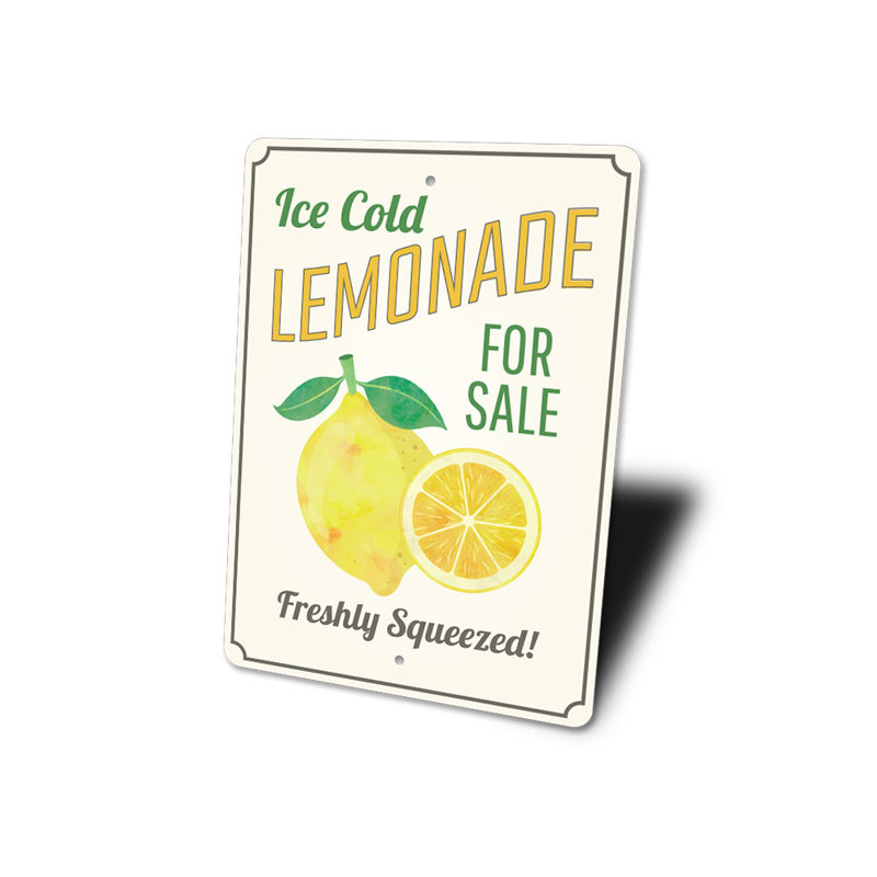 Plaque en aluminium «Ice Cold Lemonade», H 14 po x l 10 po x P 0,04 po