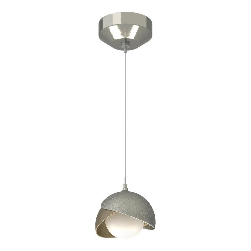 Brooklyn 1 - Light Single Globe Pendant, Sterling, Clear Steel
