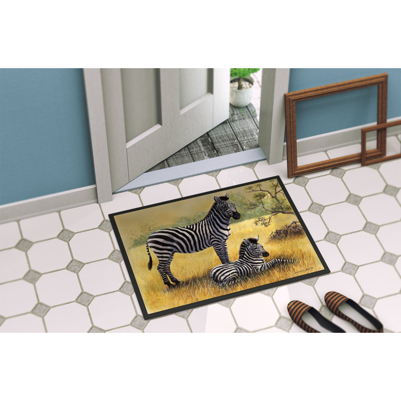 Tapis de porte d’extérieur antidérapant zèbres, Rectangle 1 pi 6 po x 2 pi 3 po