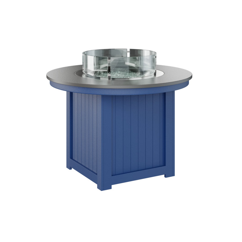 Foyer de table rond Berlin Donoma, H 37 po x l 44 po x P 44 po, Plateau martelé en acier inoxydable avec base ble