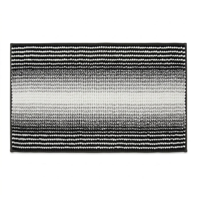 2-Piece Bathroom Rug Mat Set, Thick Absorbent Chenille Bath Rugs, Non-Slip Soft Shaggy Floor Mats, Machine Washable, Black