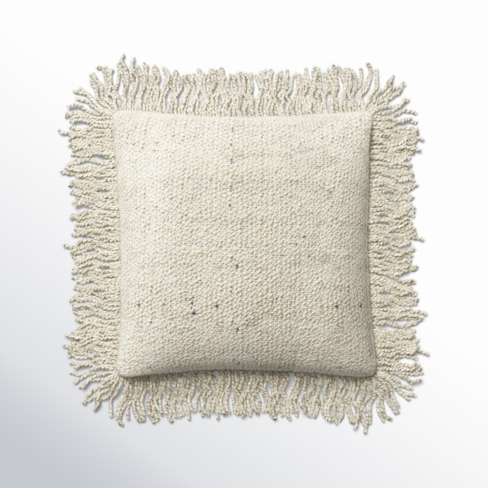 Vila Fringed Throw Pillow, Ivory, Down