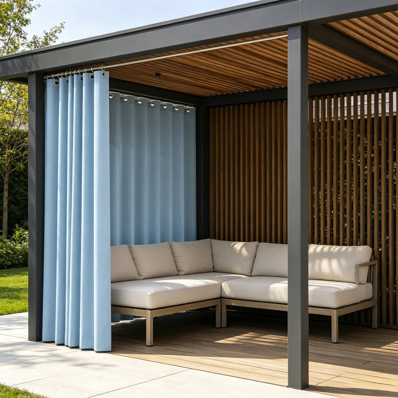 Kbndieu Solid Color Waterproof Outdoor Curtains Singles Sheet Suitable for Patios and Pergolas Providing Privacys and Protection From Wind and Rain with Plastic Rings