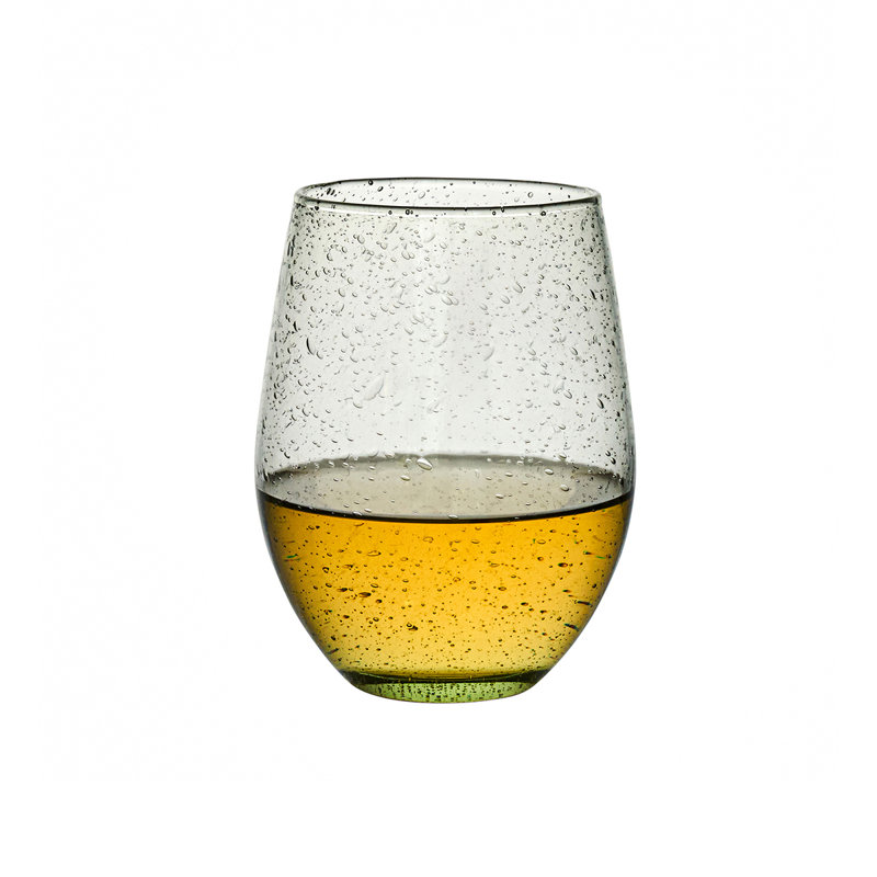 Provence Stemless Wine Glass, Clear/Basil