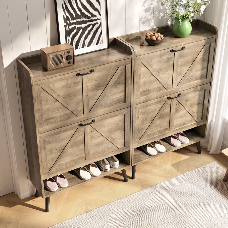 Rangement à chaussures 48 paires avec 4 tiroirs, Beige