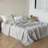 Linen Flat Sheet With Embroidered Border-Stone Washed Flax Bedding, King Size Bed Flat Sheet Only