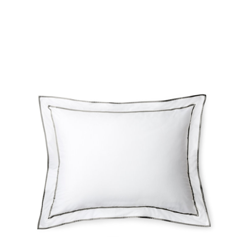 Spencer Border Sham, White/Gray, King