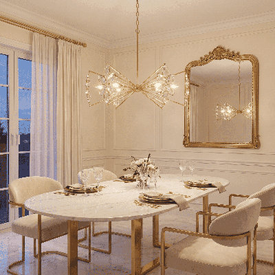 Lustre 6 lumières Marbella de couleur dorée par Breegan Jane