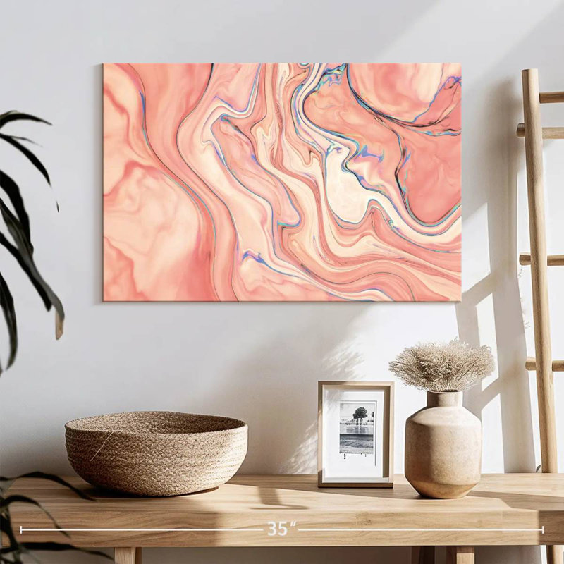 Avery rose abstrait, H 16 po x l 24 po