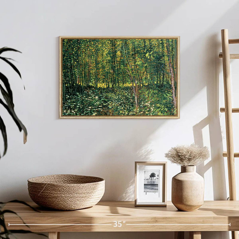 Arbres et sous-bois, 19 po x 13 po, Cadre flottant en bois naturel