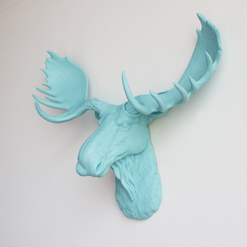 Aqua Resin Moose Head Wall Decor for Nursery