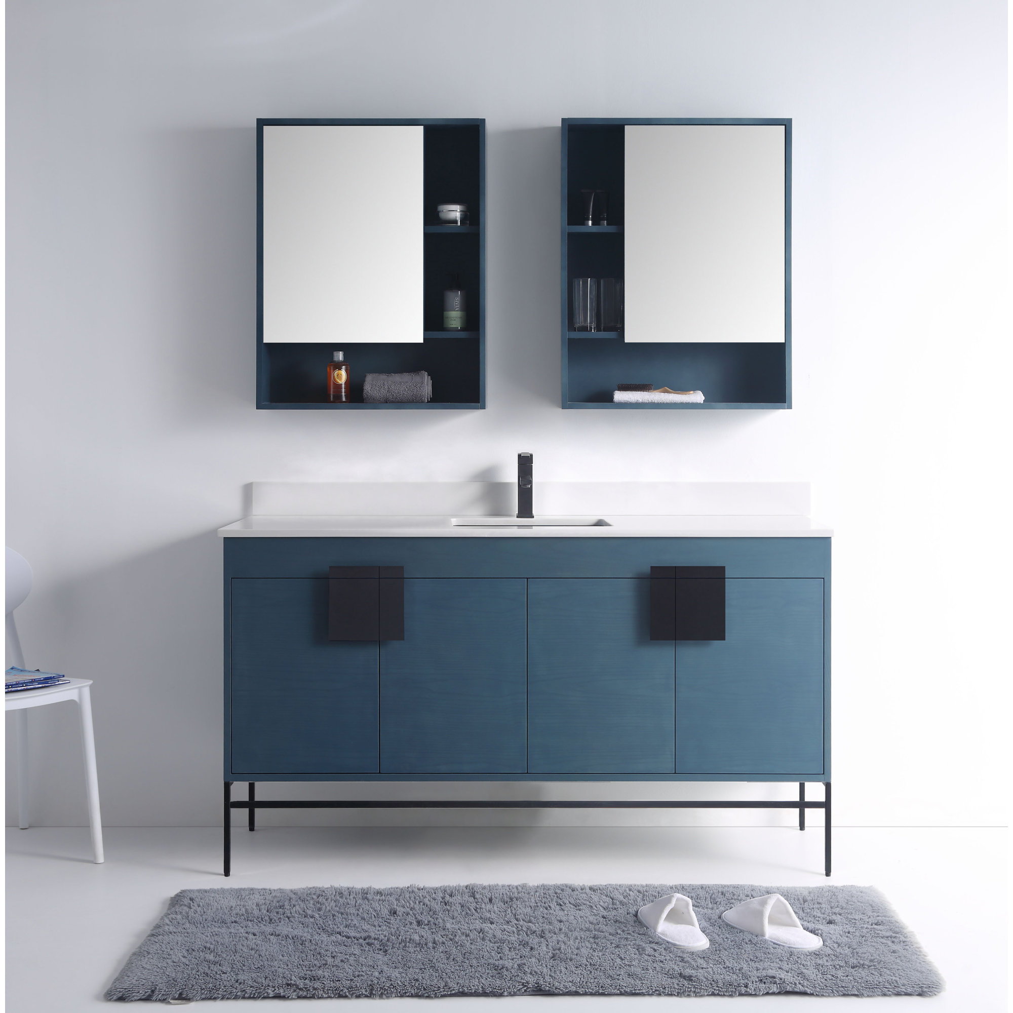 Maisie 60'' Single Bathroom Vanity, Black, Blue