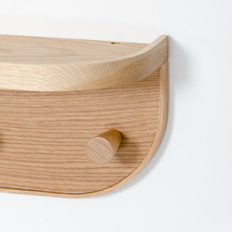 Phillipa 5 - Hook Wall Mounted Coat Rack with Storage in Oak