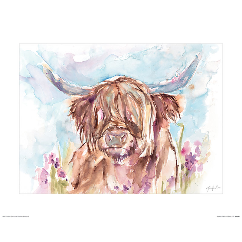 Highland Cow by Jennifer Rose - No Frame Painting, 40 cm H x 50 cm W