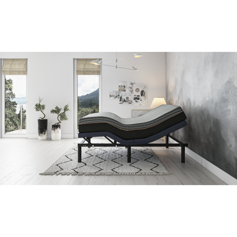 Full Size Os3 Adjustable Bed Base: Lounge Position, 3 Vibration Modes, Under Lighting, 6.9 In Package Height, Steel Main Material Head & Foot Adjustments, 121.32 Lb Weight
