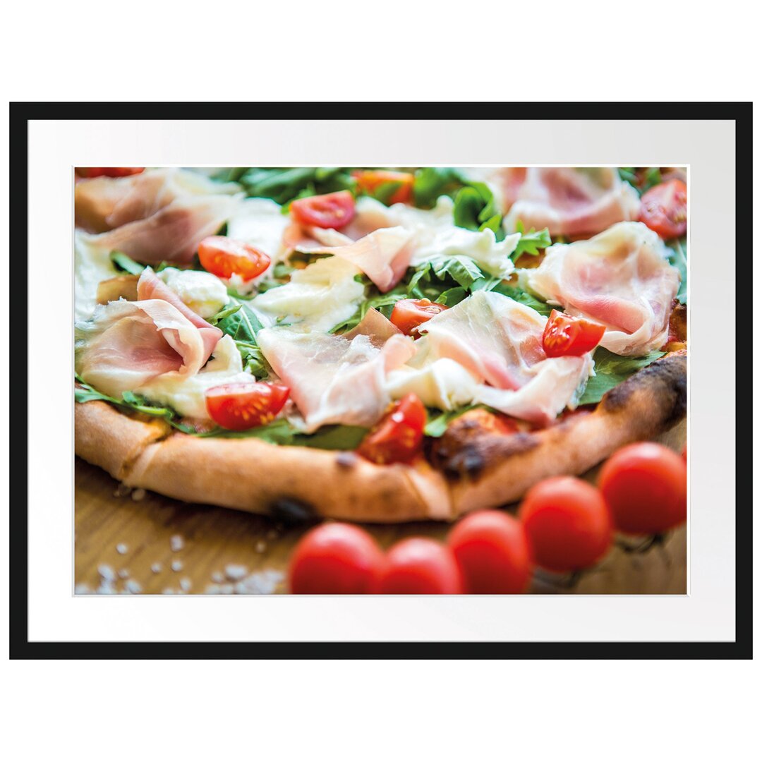 Gerahmtes Poster Pizza mit Parmaschinken