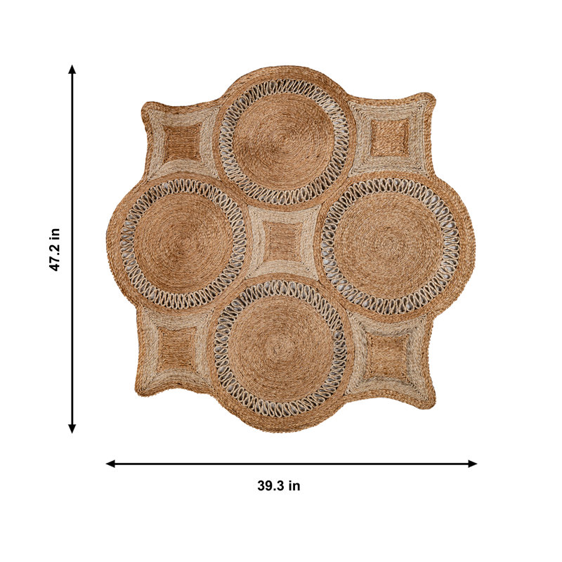 Handwoven Jute Mat With Round Pattern