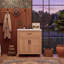 Meuble-lavabo autoportant de 30 po avec lavabo en résine, armoire en bois massif avec organisateurs à deux portes et tablette réglable, bois naturel