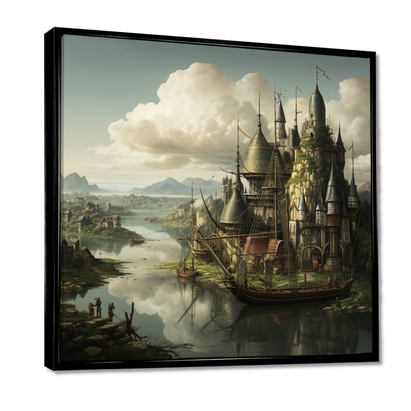 Décoration murale Odalis - Châteaux, Black Floater Framed Canvas, 16" H x 16" W x 1" D