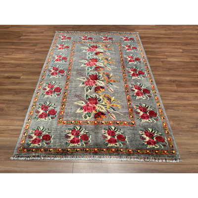 Tapis en laine et coton gris noué à la main Original Original