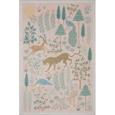 Rifle Paper Co. x Loloi Menagerie MEN-01 Les Fauves Blush Rug