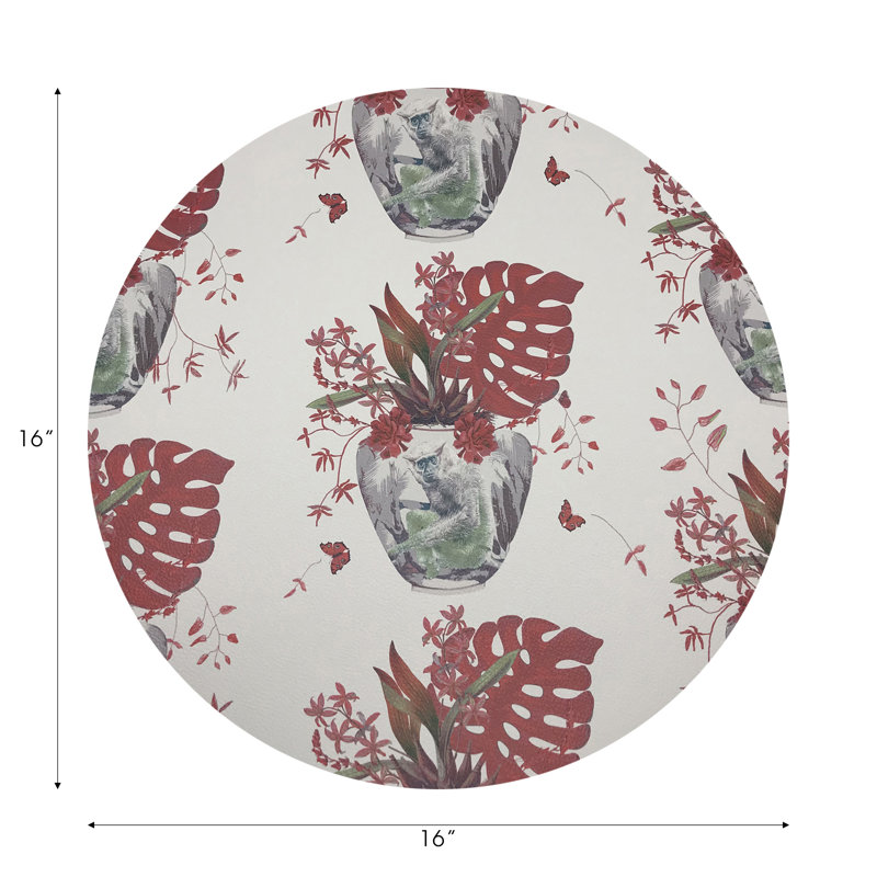 Monkey Small Jungle Pebble 16" Vinyl Placemat, Rouge