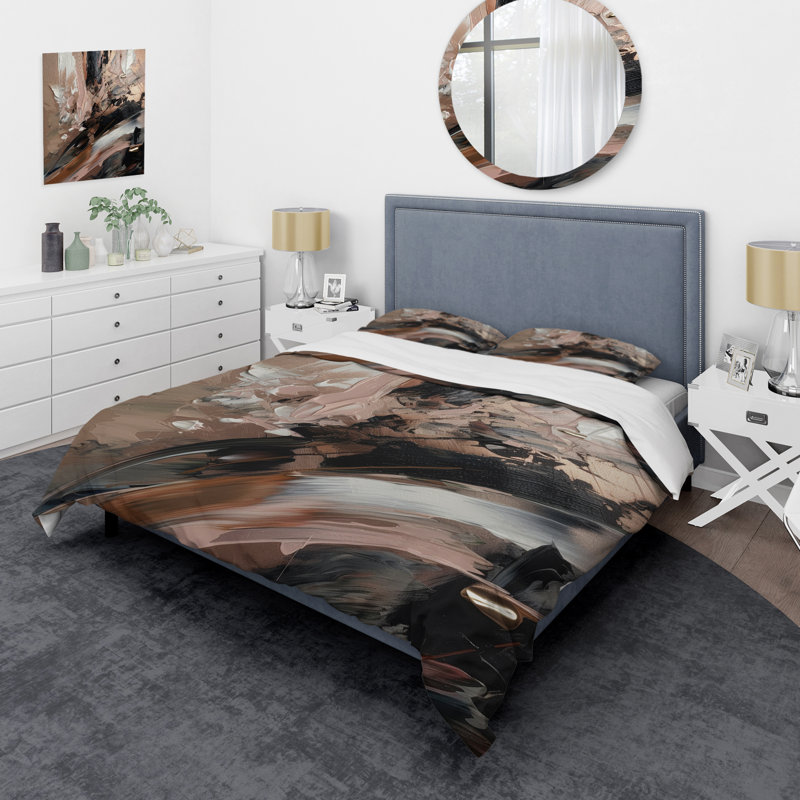 Ensemble de housse de couette en microfibre / polyester brun et noir Beyond Boundaries II