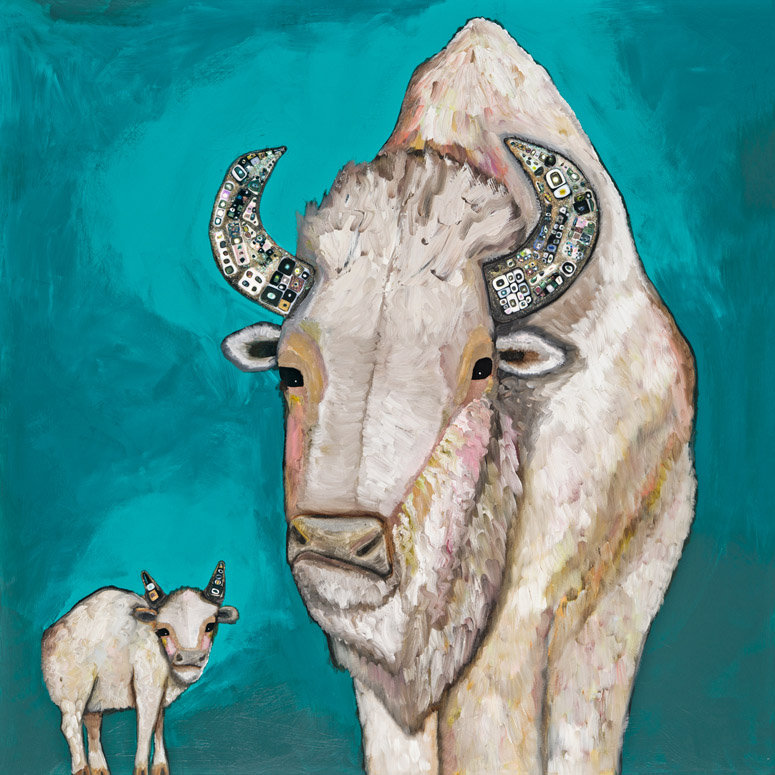 «White Buffalo Baby», reproduction sur toile tendue, H 12 po x l 12 po, Canevas