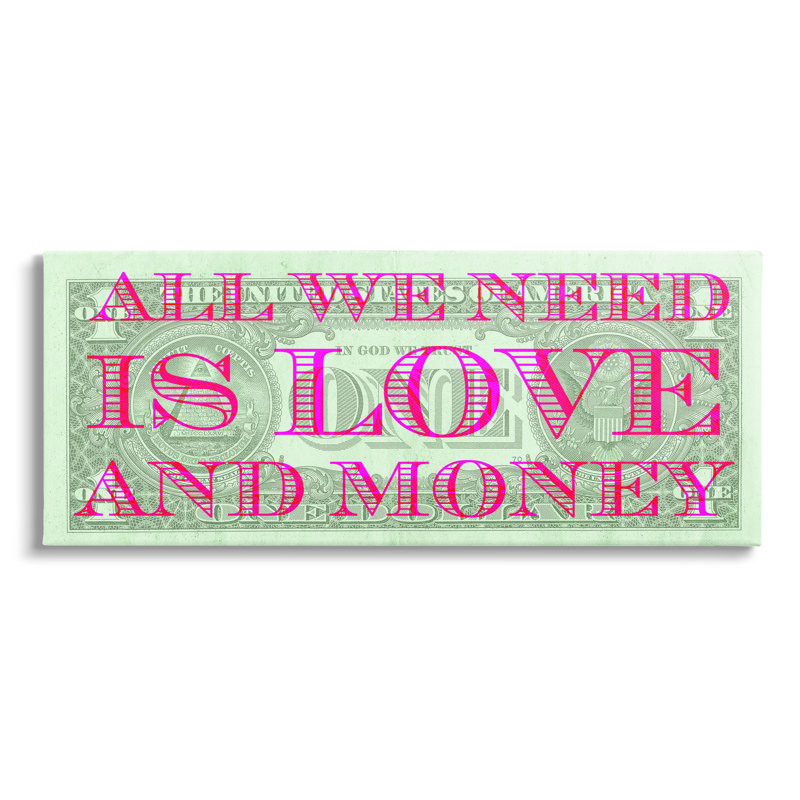 All All Need Is Love and Argent par Lil 'Rue - impression, H 13 po x l 30 po x P 1,5 po, Toile tendue