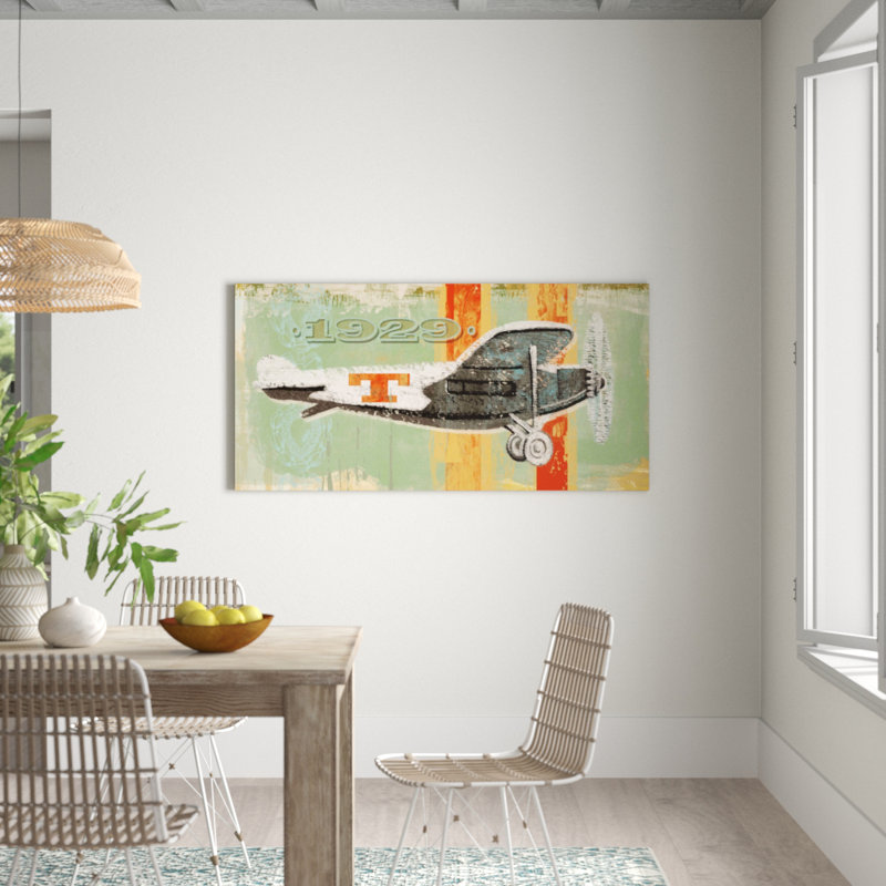 Vintage Plane 1929 1 Piece Wrapped Canvas Wall Art, 76cm H x 152cm W x 3.8cm D