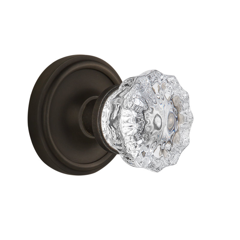 Classic Rosette with Crystal Door Knob, Oil-Rubbed Bronze, 2-3/8"