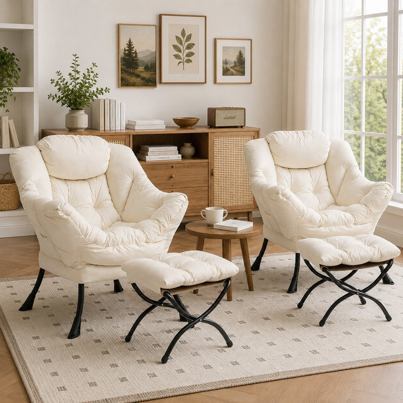 Velvet Accent Chair, Cream