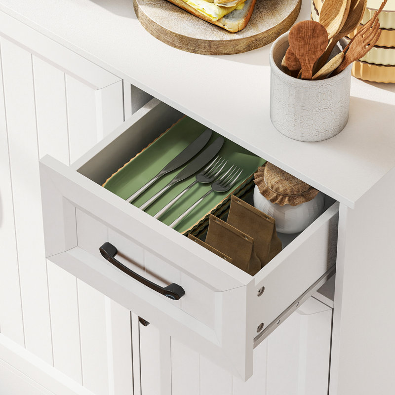 Armoire de cuisine avec station de charge 71 po, blanc, Blanc