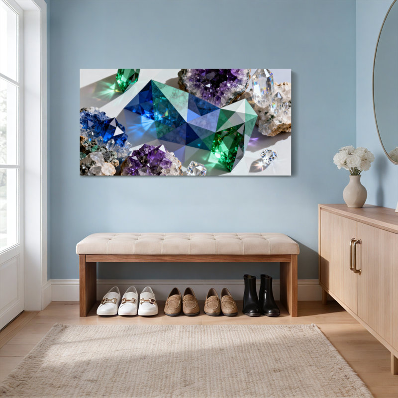 Ensemble de 1 tableau sur toile à motif géométrique cristallin, H 24 po x l 48 po