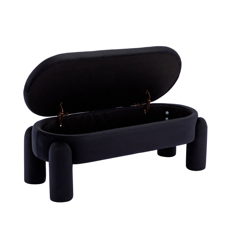 Banc de rangement Lolanda, Velours noir