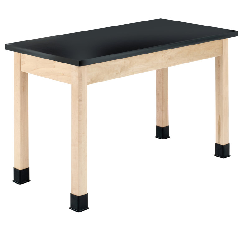 Table à tablier rectangulaire PerpetuLab Quick-Ship, options restreintes, Stratifié haute pression noir / érable