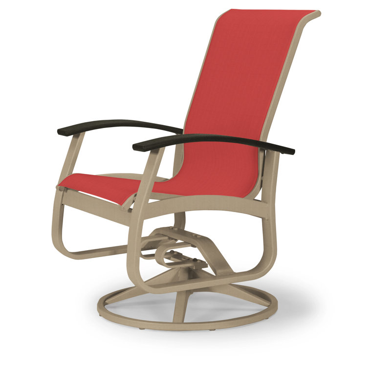 Chaise de patio pivotante Askar, Rouge 1D Sunbrella®, Noir P70, Désert texturé