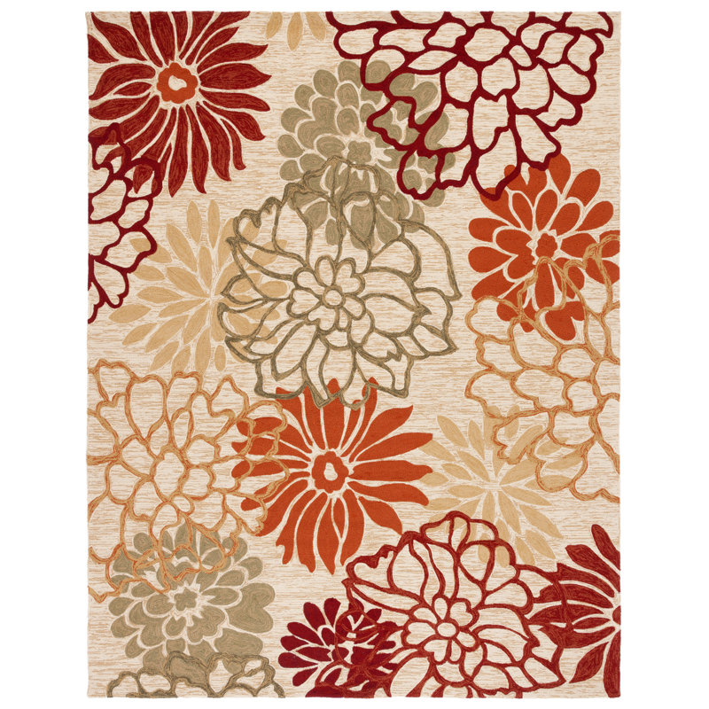 Aldford Hand Hooked Performance Floral Rug, Rectangle 8' x 10'